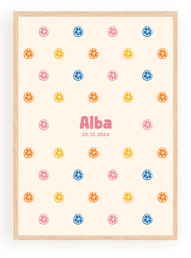 Les Petits Citrons La Papeterie Citrons Poster Grün A4 mit Rahmen