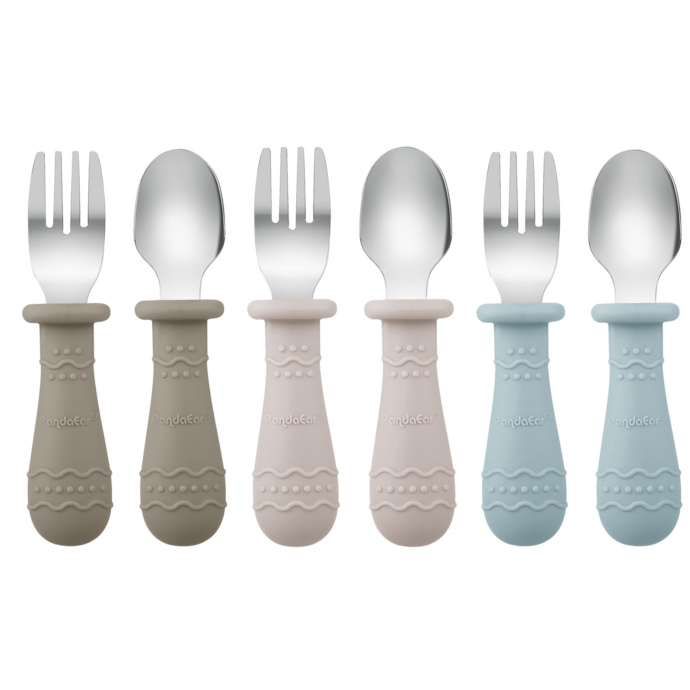 PandaEar Utensils Kinderbesteck 6tlg Gabel Löffel Silikongriff