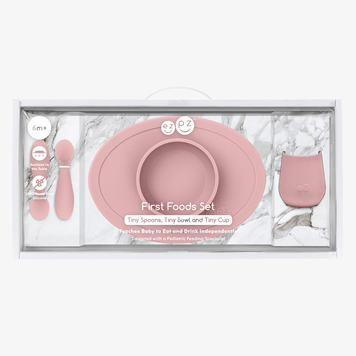 ezpz Basics First Foods Set Babygeschirr Silikon Pewter 5er