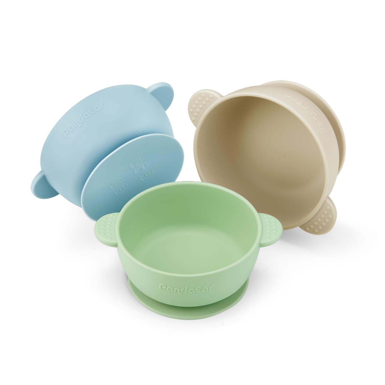 PandaEar Bowl Saugnapf Schüssel Silikon 3er Blau Grün
