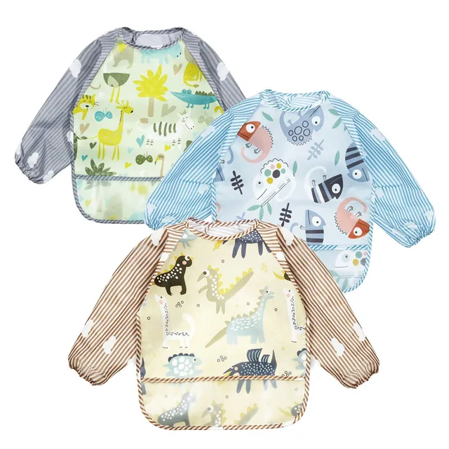 PandaEar Bibs Langarmlätzchen 3er Pack wasserdicht 6-36 Monate