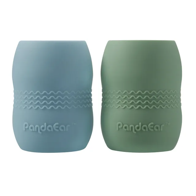 PandaEar Cup Trinkbecher Silikon Blau/Grün 2er-Pack saugfest