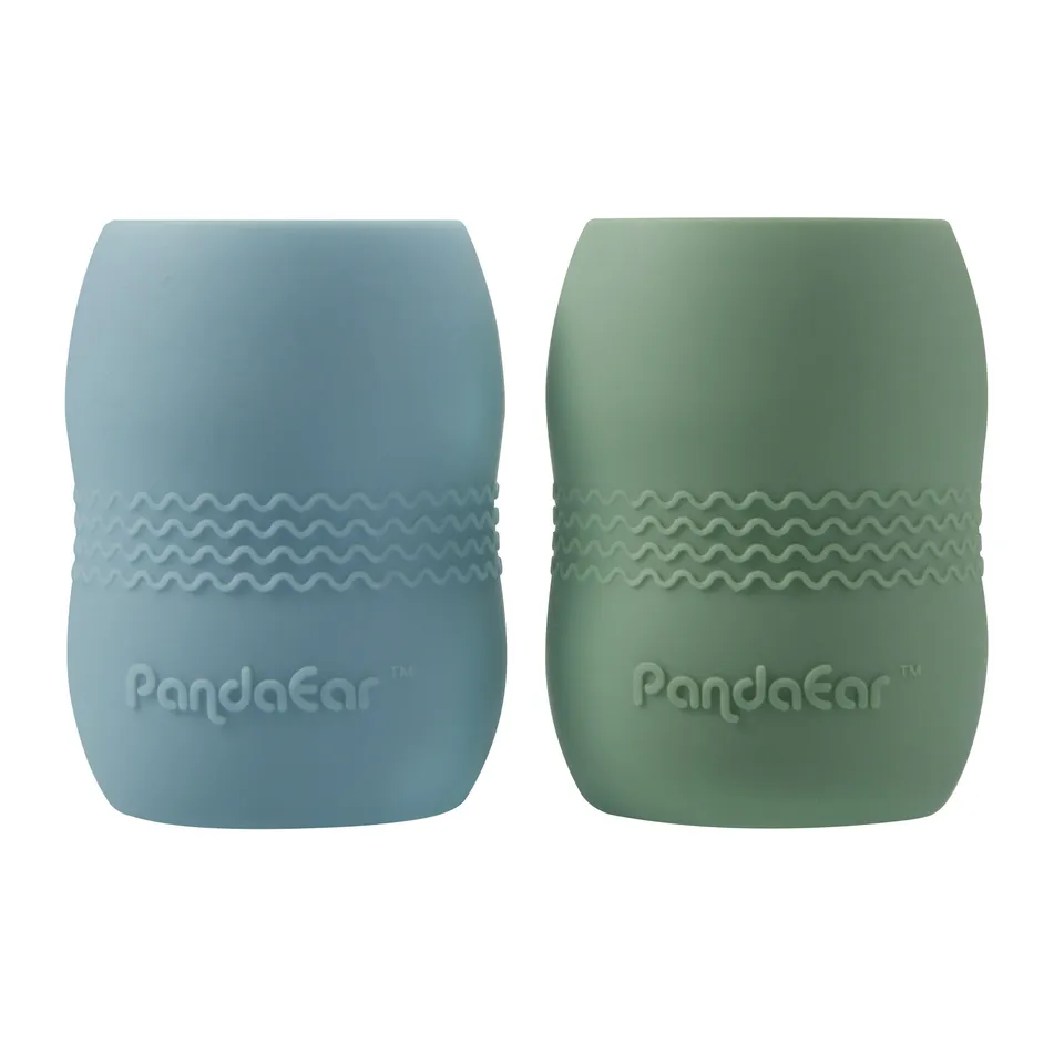 PandaEar Cup Trinkbecher Silikon Blau/Grün 2er-Pack saugfest