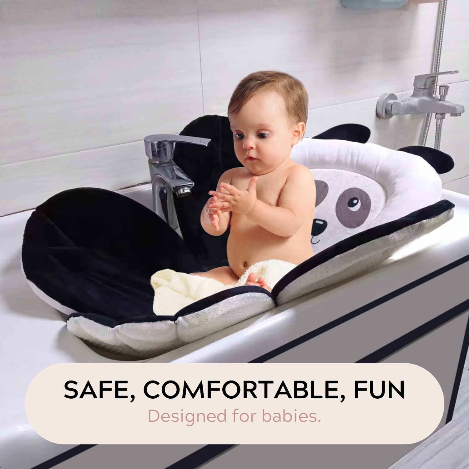 PandaEar Bath Pad Badeauflage Waschbecken Schwarz Blume