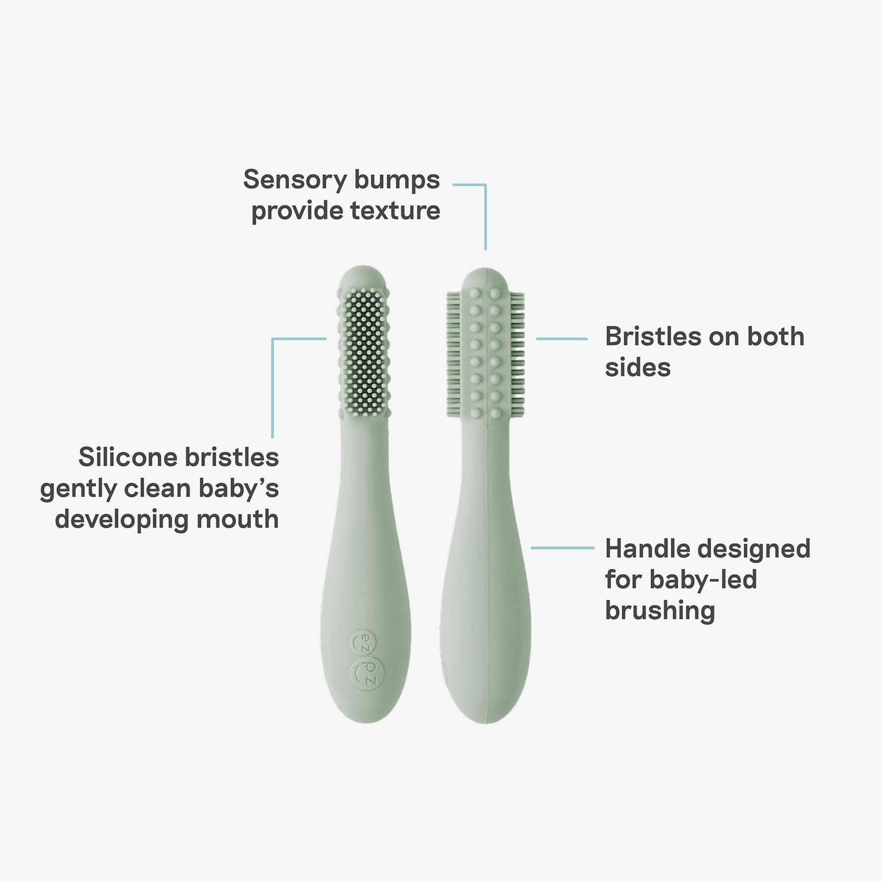 ezpz Baby-Led Zahnbürste Silikon 8er Salbei Grün