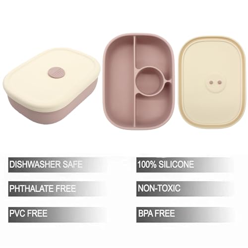 PandaEar Bento Brotdose Silikon Pink 4 Fächer Auslaufsicher