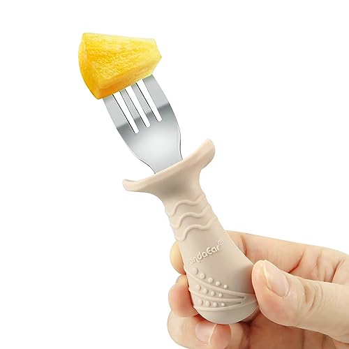 PandaEar Utensils Kinderbesteck 6er Beige Walnuss Grau Edelstahl