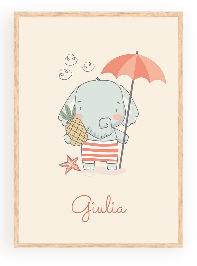 Les Petits Citrons La Papeterie Poster Elefant personalisiert mit Name A4
