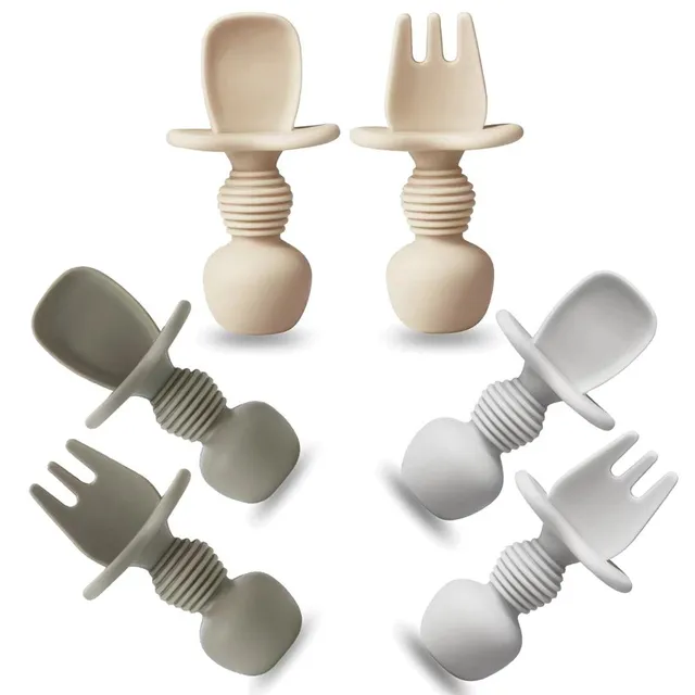 PandaEar Utensils BLW Löffel Gabel Silikon 6er-Set