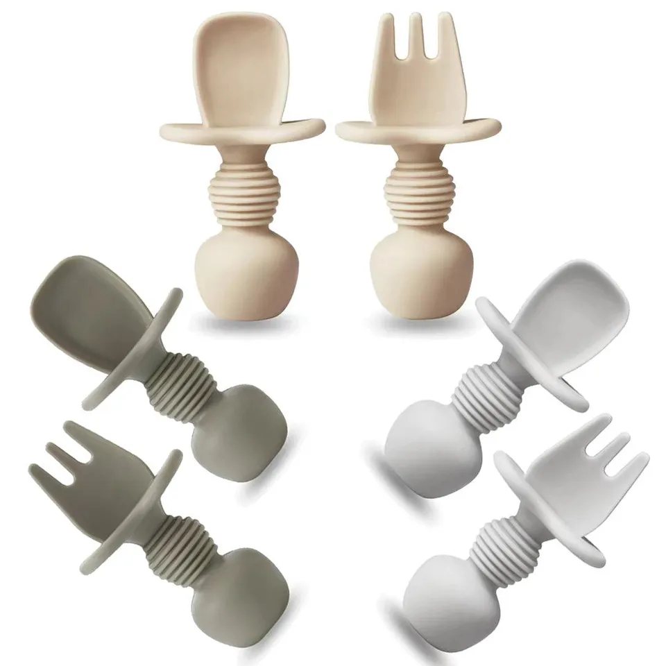 PandaEar Utensils BLW Löffel Gabel Silikon 6er-Set