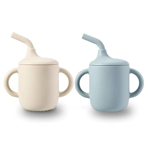 PandaEar Cup Trinklernbecher Silikon Blau Grau 2er