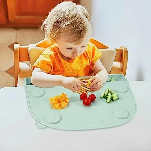 PandaEar Placemats Silikon Platzset Saugnapf 2er Grün Braun