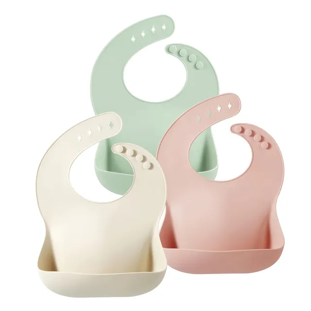 PandaEar Bibs Silikon Lätzchen 3er mit Auffangtasche