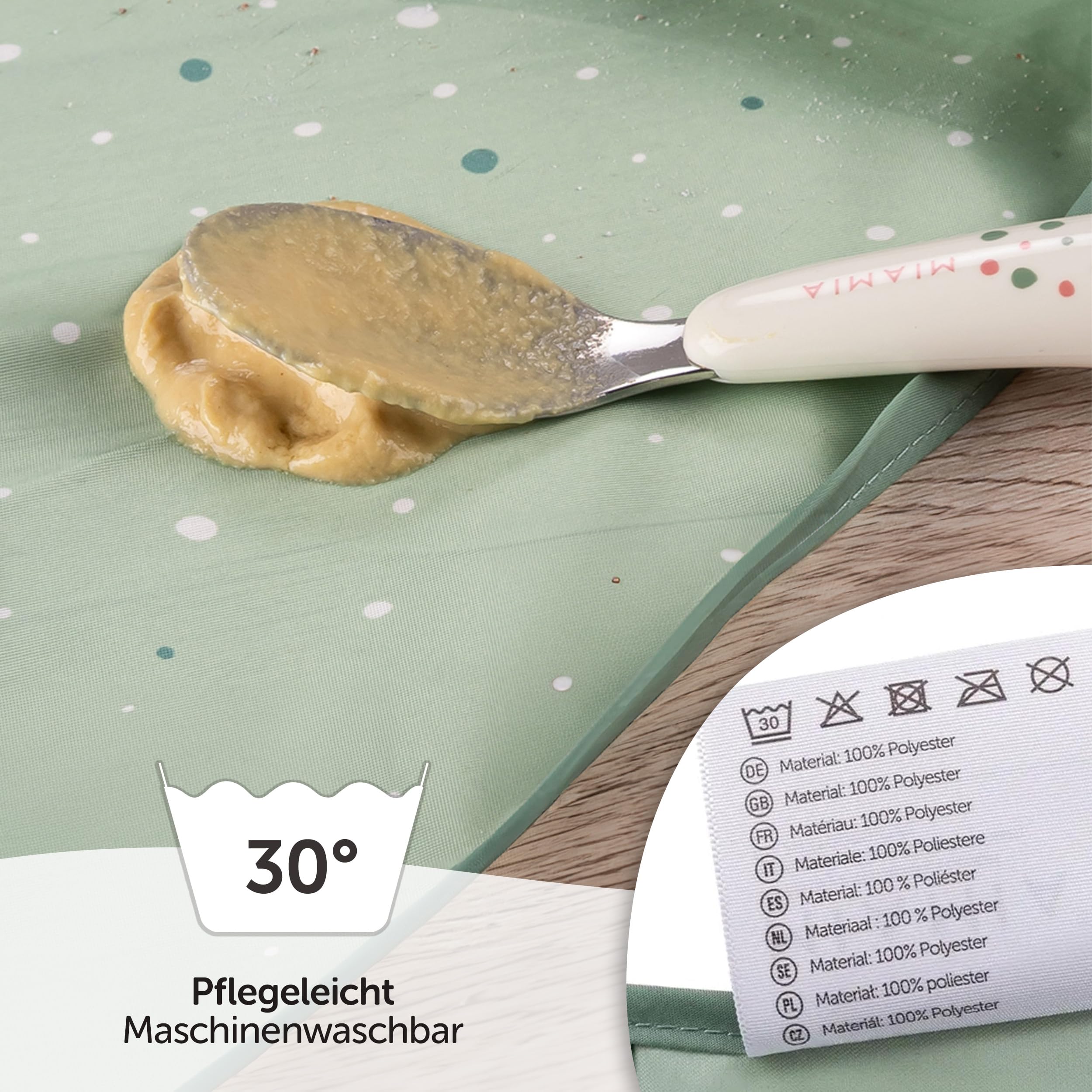MiaMia Lätzchen 3er Set Ärmellätzchen Grün mit Schale