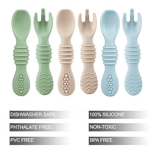 PandaEar Utensils Baby Besteck 6er-Set Löffel Gabel Silikon