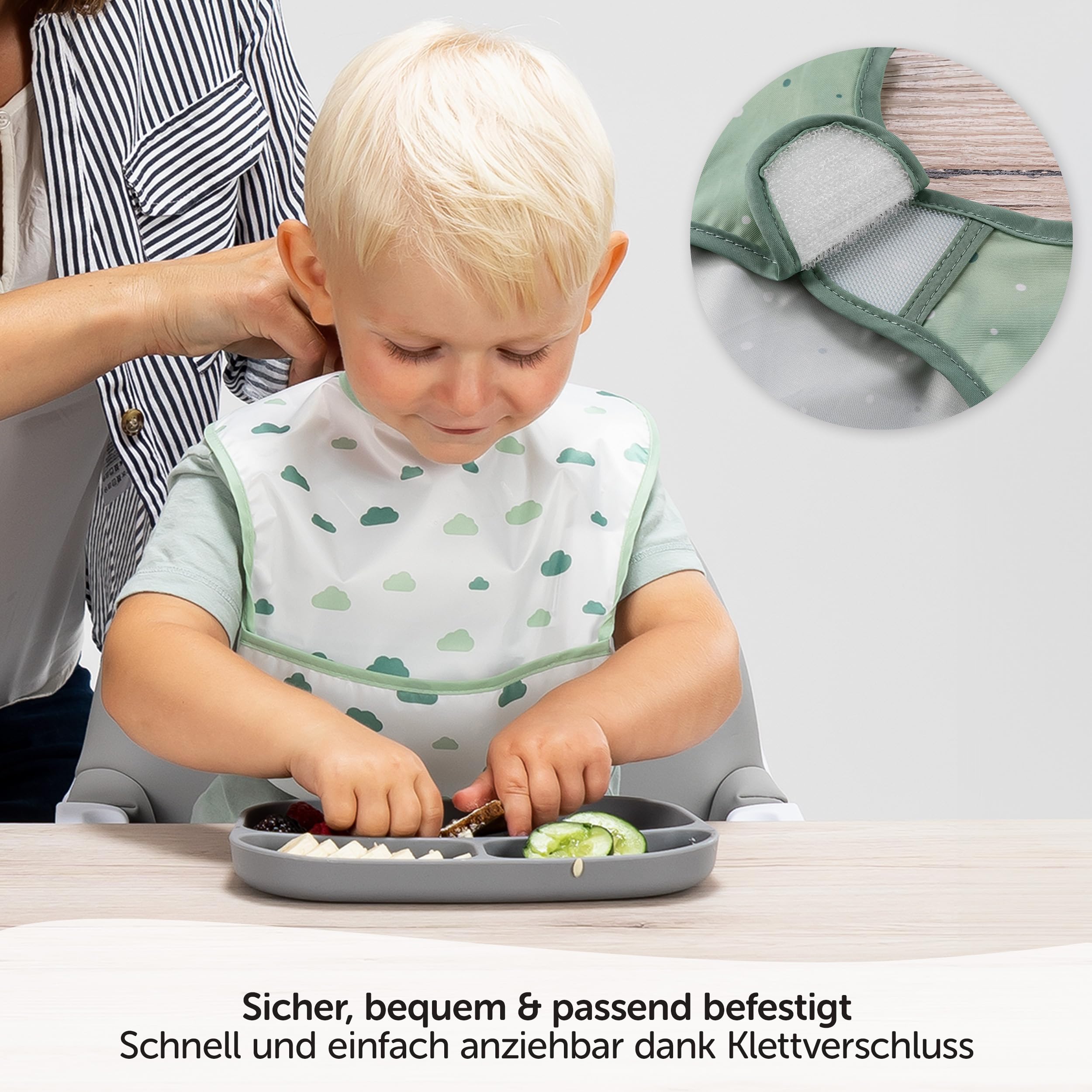 MiaMia Lätzchen 5er Set ärmellos Grün Esslernen