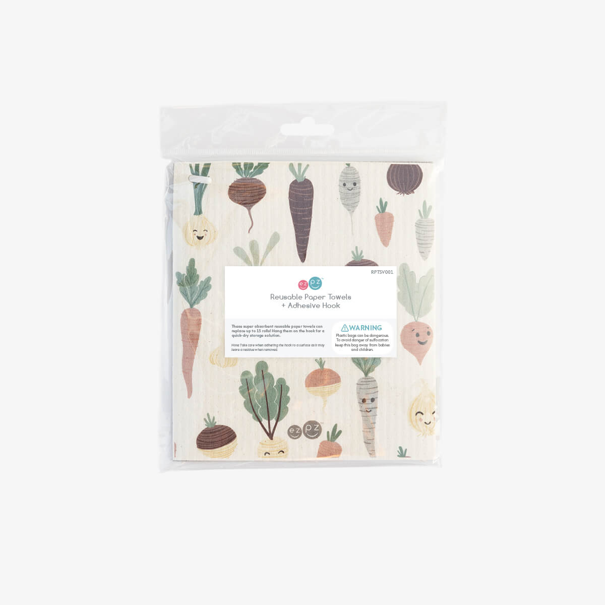 ezpz Cleaning Papiertuch waschbar Organic Dots Gray mit Haken