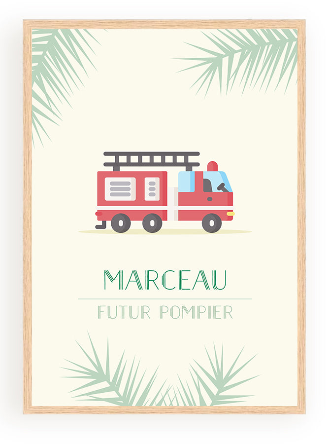 Les Petits Citrons La Papeterie Berufe Poster Pompier A4 Rahmen