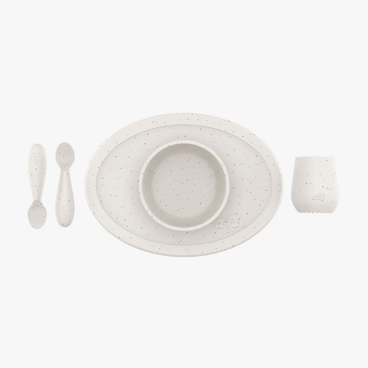 ezpz Basics First Foods Set Babygeschirr Silikon Confetti