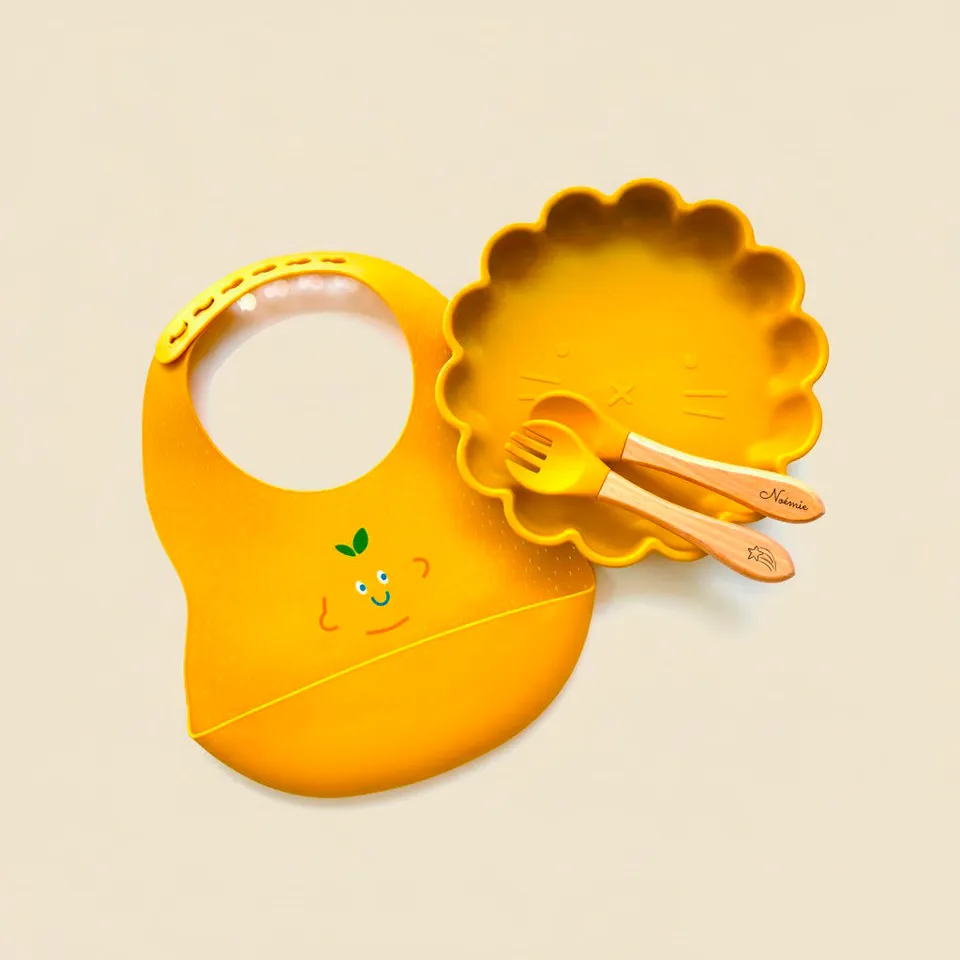 Les Petits Citrons Le Repas Mathéo Geschirrset Lion Hellblau