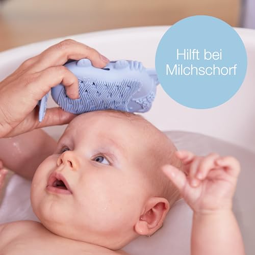 b.box Baby Badebürste Silikon mit Schwamm und Saugnapf