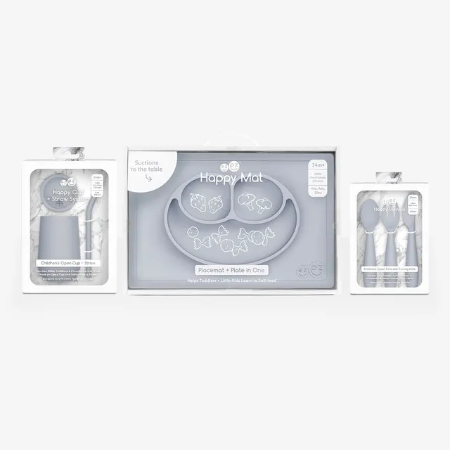 ezpz Happy Feeding Set Silikongeschirr Blush 4-teilig