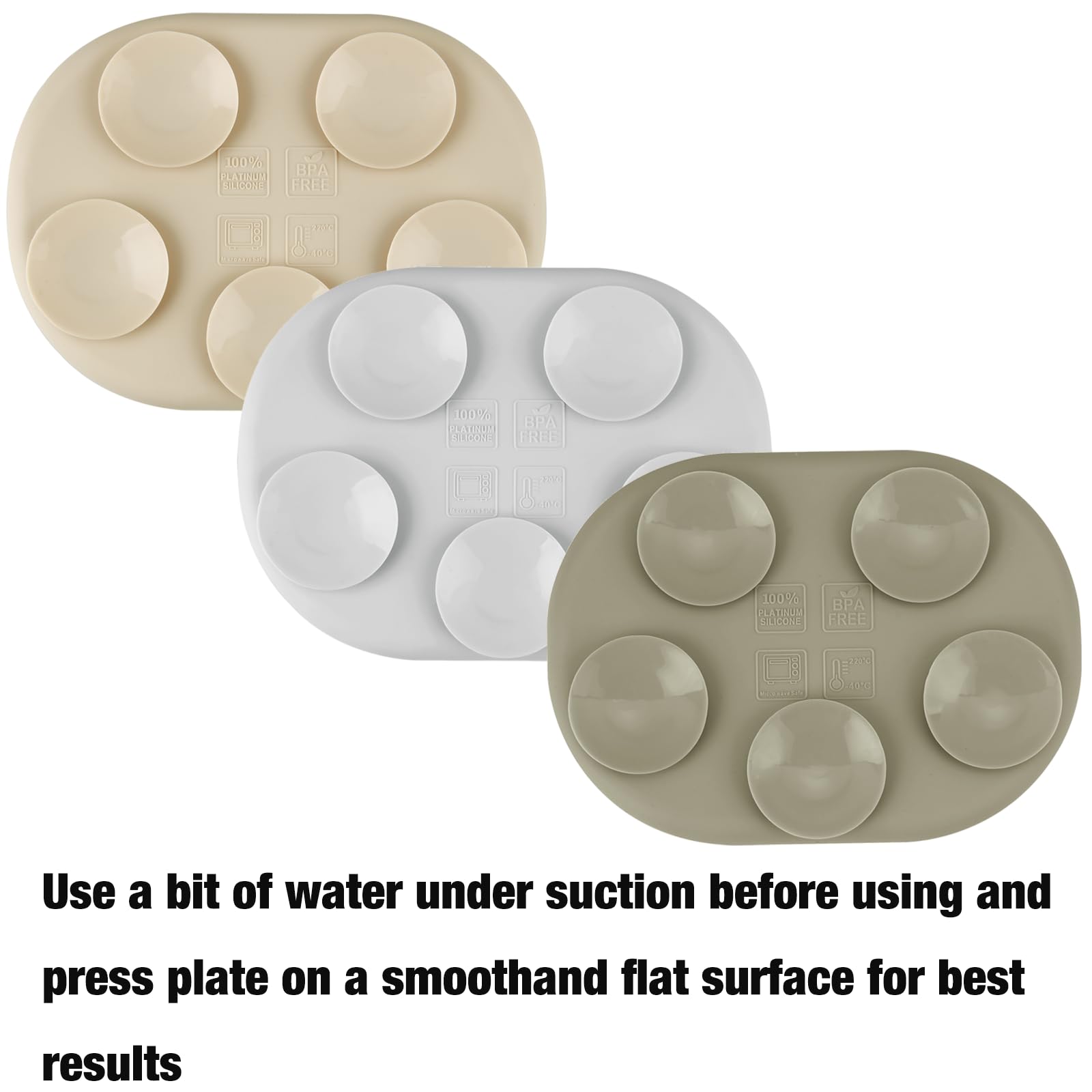 PandaEar Plates Saugteller Silikon 3er Pack mit Fächern