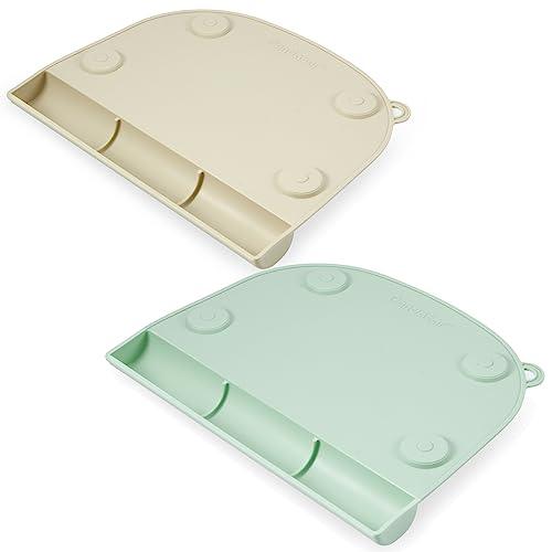 PandaEar Placemats Silikon Platzset Saugnapf 2er Grün Braun