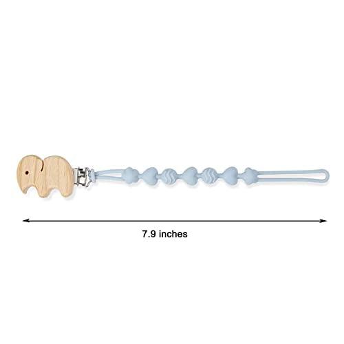 PandaEar Schnullerclip Silikon Holz Clip Schnullerkette 4er sicher