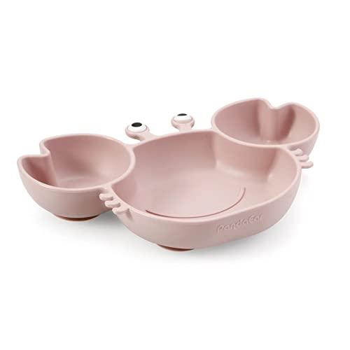 PandaEar Feeding Set Krabbe Babygeschirr Silikon Pink saugfest