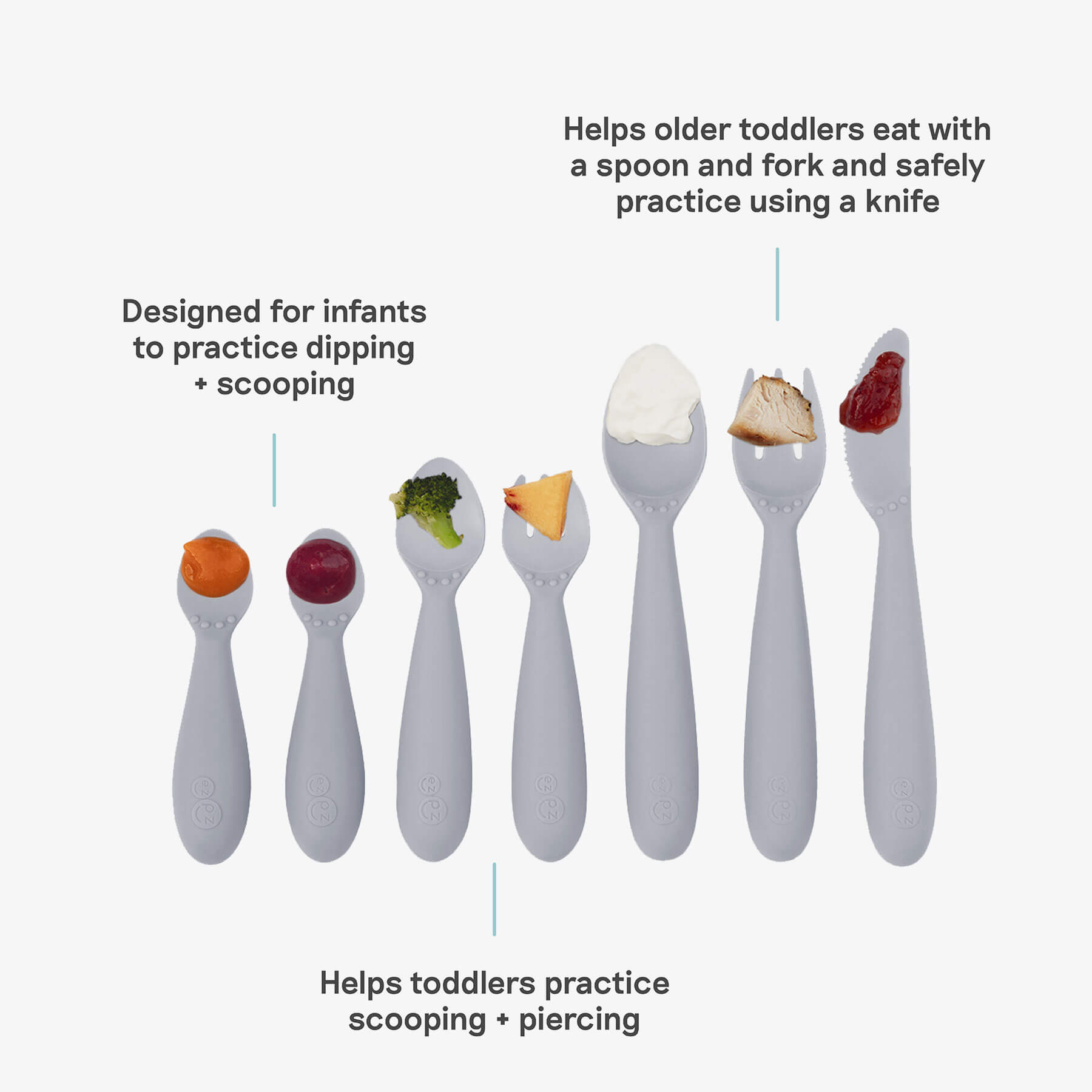 ezpz Basics Collection Developmental Utensil Set Löffel Pewter
