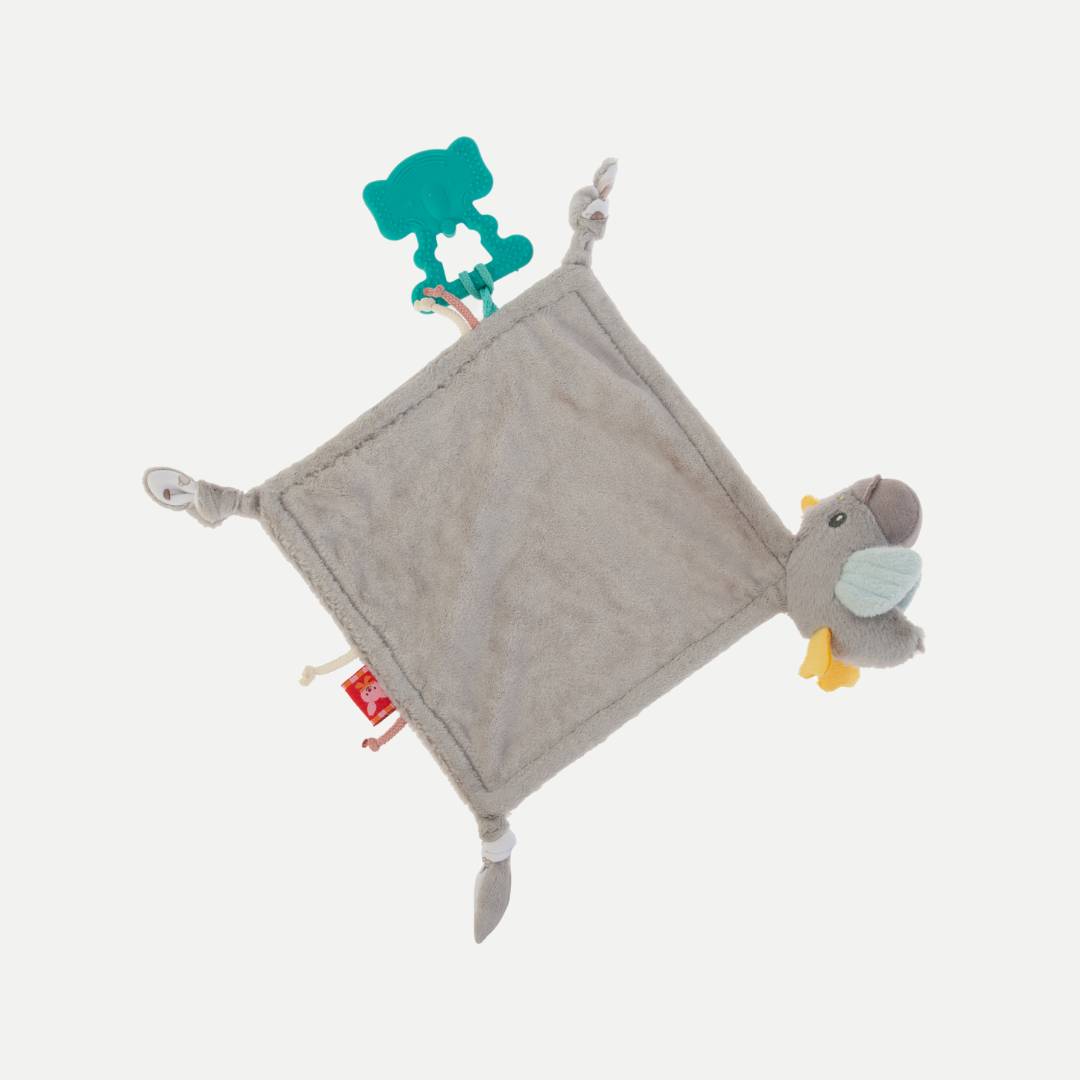 BabyJem Oyuncak Birdy Schmusetuch mit Beißring Silikon Plüsch ab 0 Monat