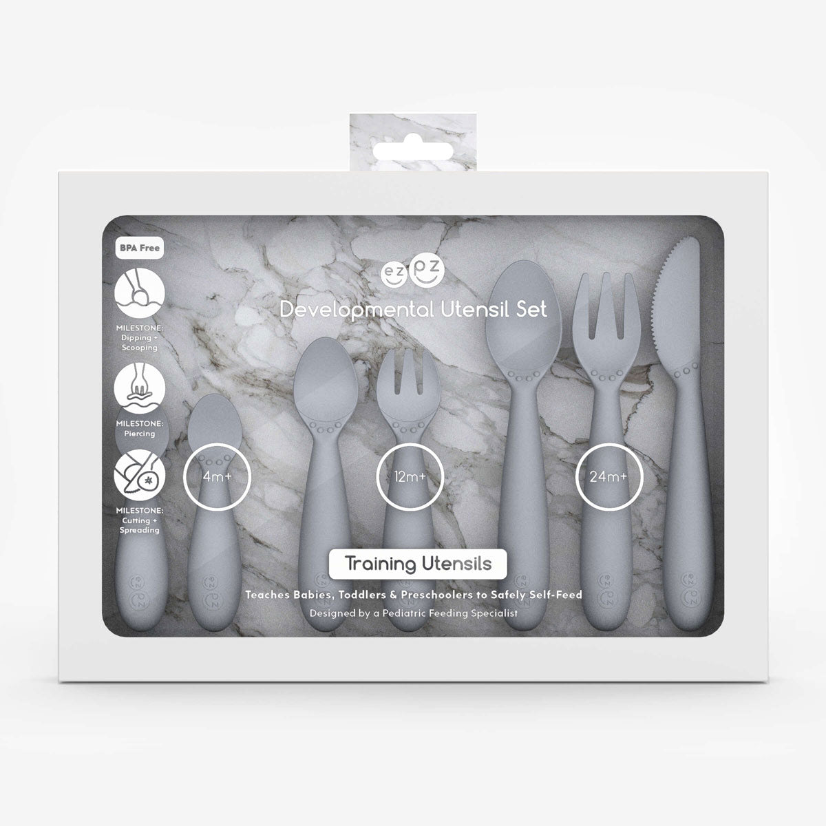 ezpz Basics Collection Developmental Utensil Set Löffel Pewter