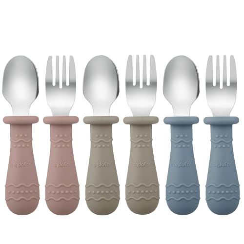 PandaEar Utensils Gabel Löffel Kinderbesteck 6tlg Bunt Edelstahl