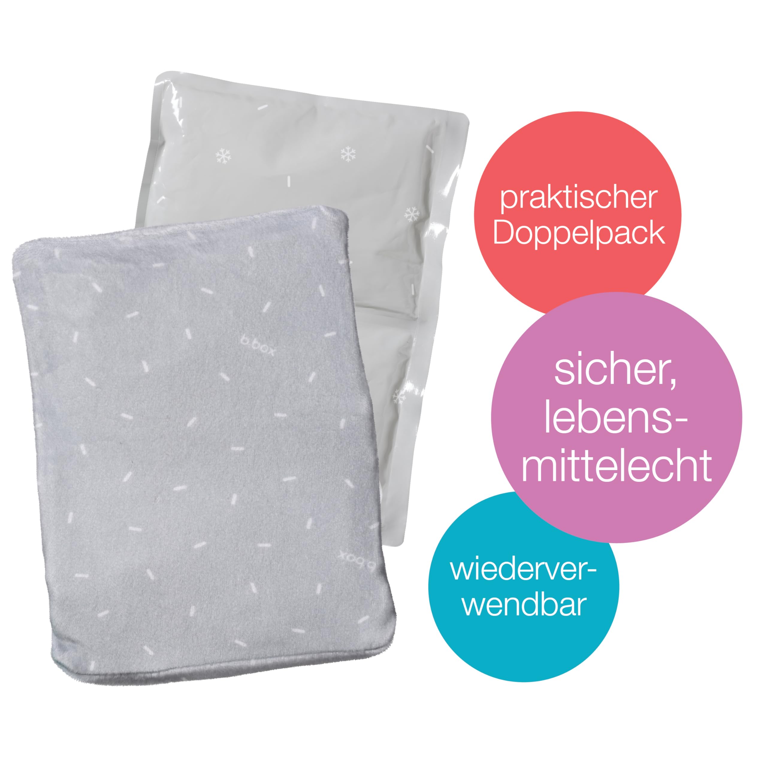 b.box Eiszapfen Jumbo Kühlakku Gel 2er mit Stoffbezug