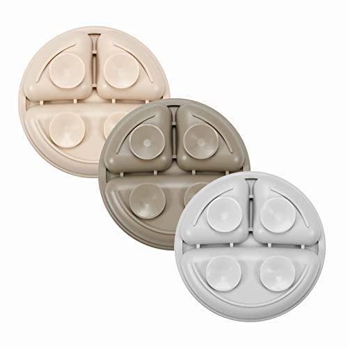 PandaEar Plates Saugteller Silikon 3er Pack mit Deckel