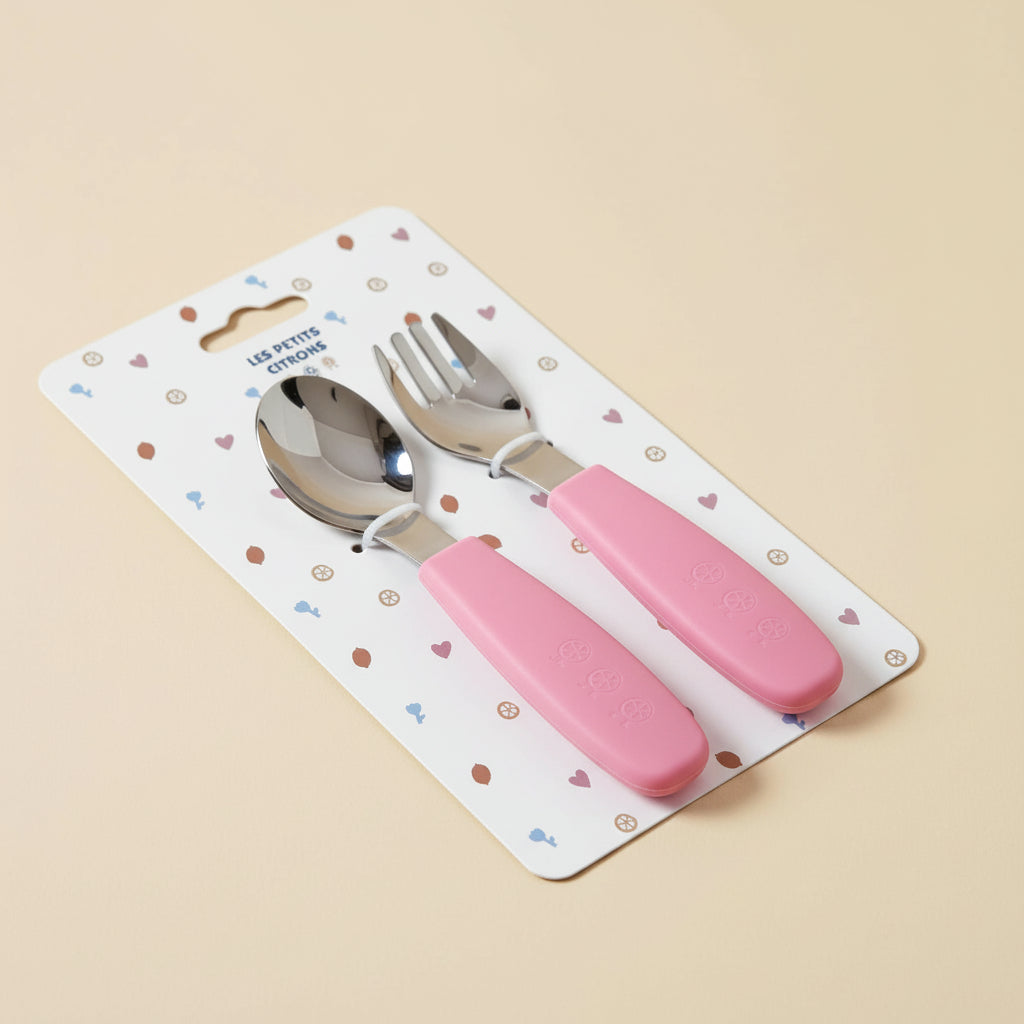 Les Petits Citrons Le Repas Xavier Kinderbesteck Edelstahl Rose Esslernen