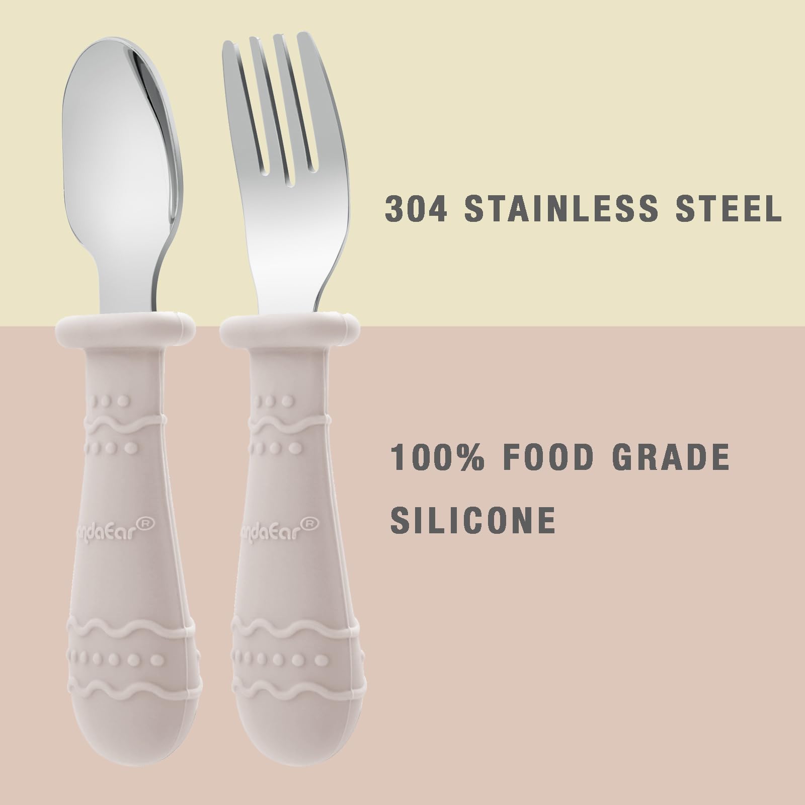 PandaEar Utensils Kinderbesteck 6tlg Gabel Löffel Silikongriff