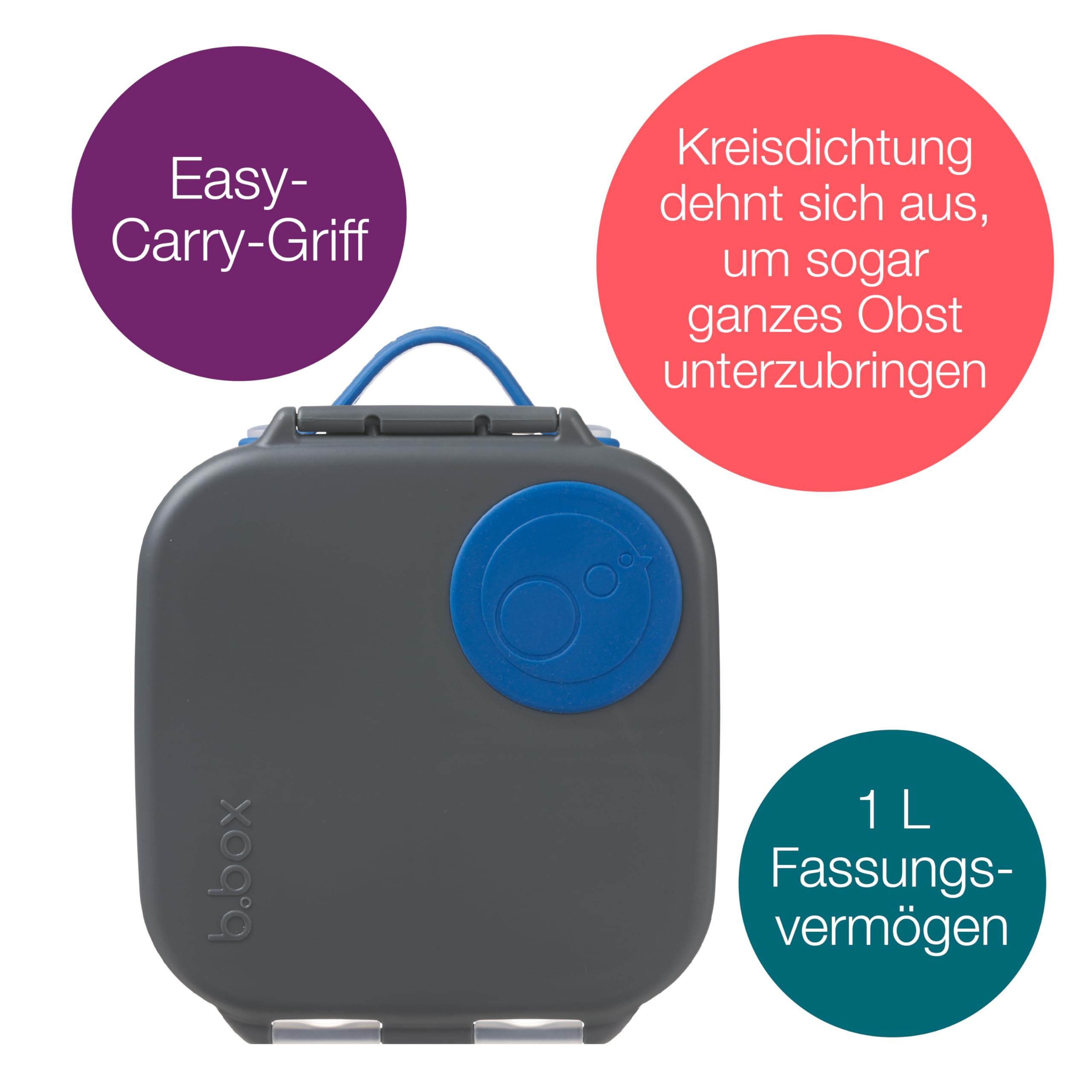 b.box Mini Lunchbox Brotdose Blauer Schiefer auslaufsicher