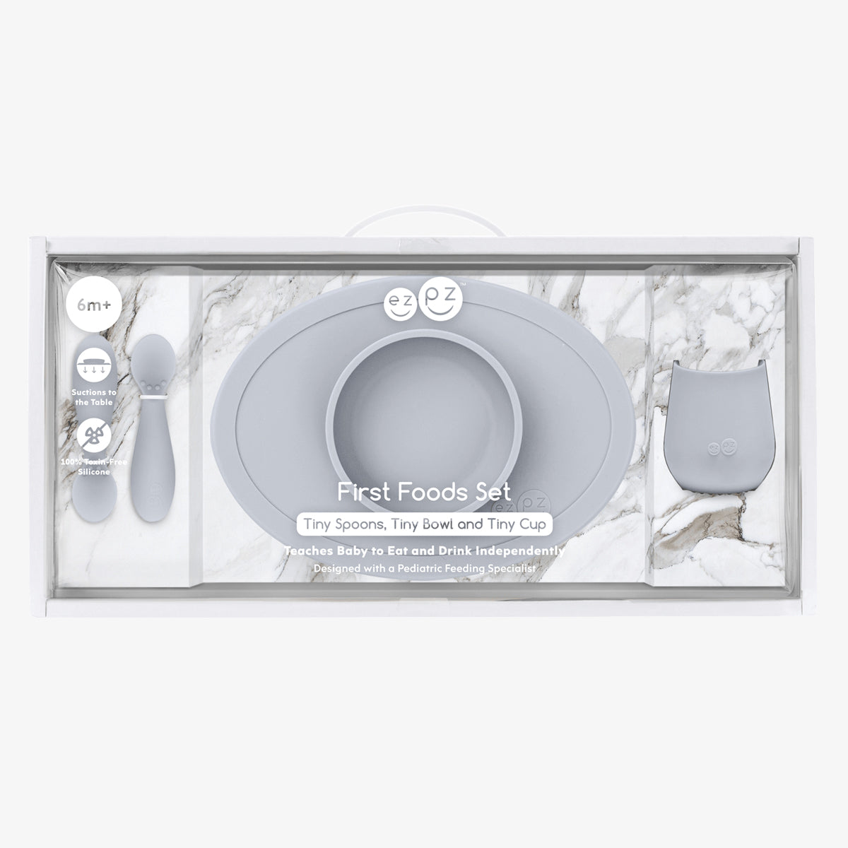 ezpz Basics First Foods Set Babygeschirr Silikon Confetti