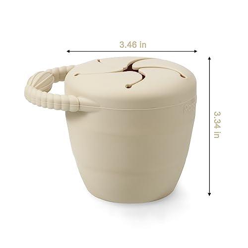PandaEar Snackbecher Silikon 2er Beige faltbar auslaufsicher