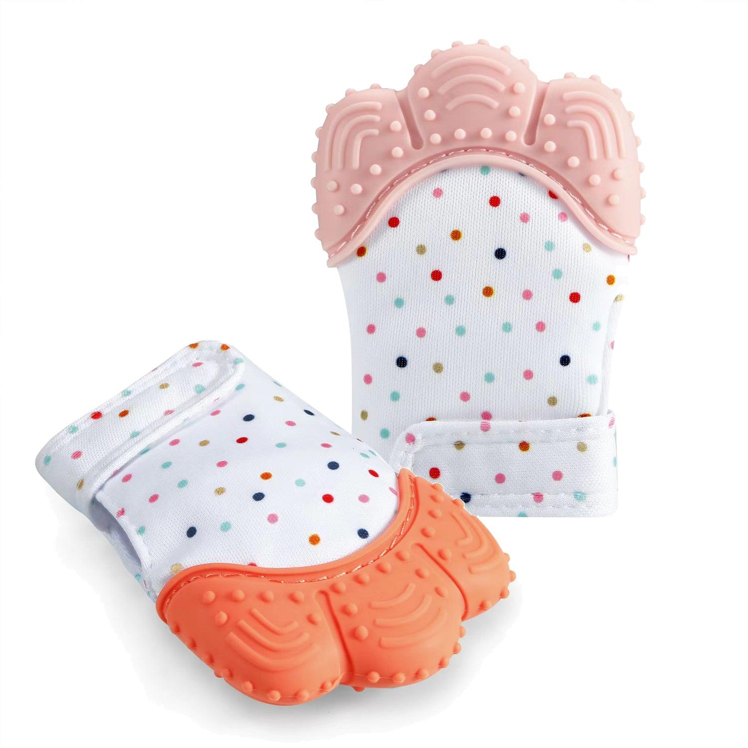 PandaEar Teethers Beißhandschuh Silikon 2er-Pack Blau & Grün