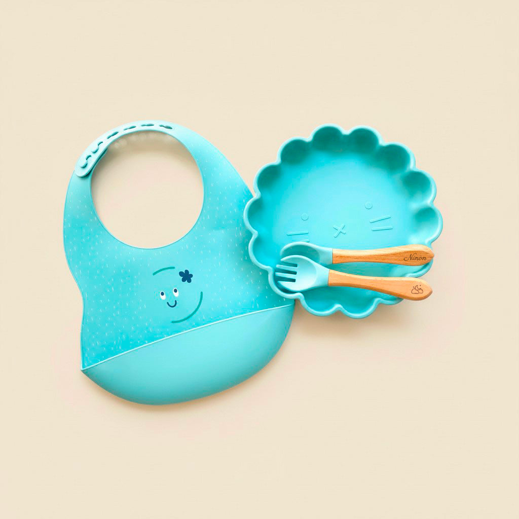 Les Petits Citrons Le Repas Mathéo Geschirrset Lion Hellblau