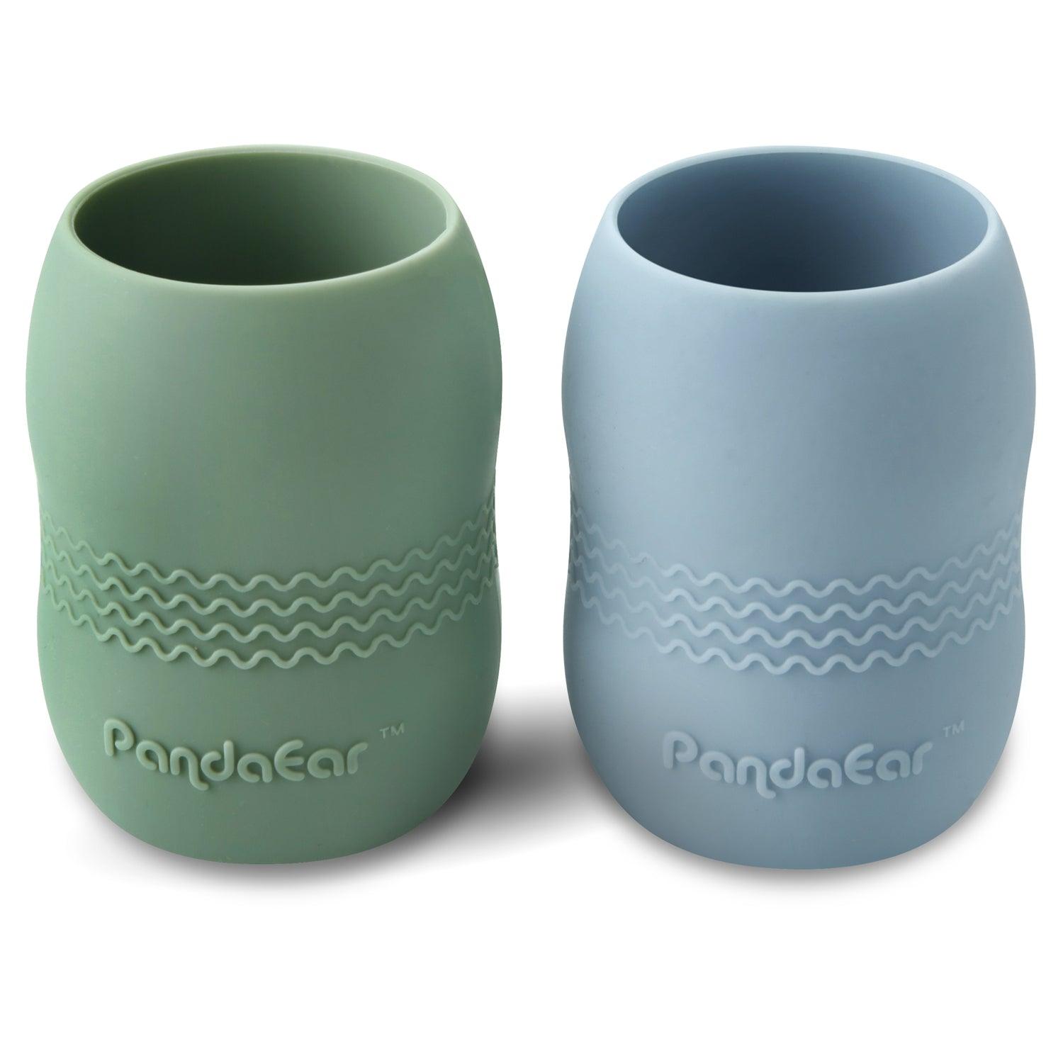PandaEar Cup Trinkbecher Silikon Blau/Grün 2er-Pack saugfest