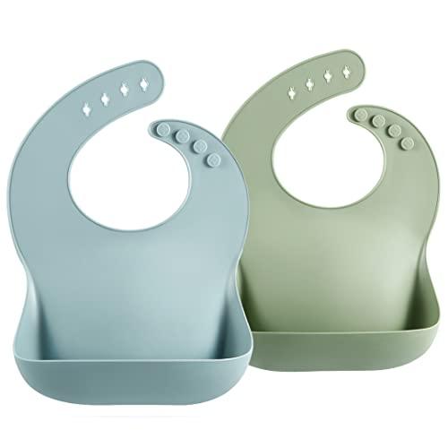 PandaEar Bibs Silikon Lätzchen Rosa Gelb 2er Auffangschale