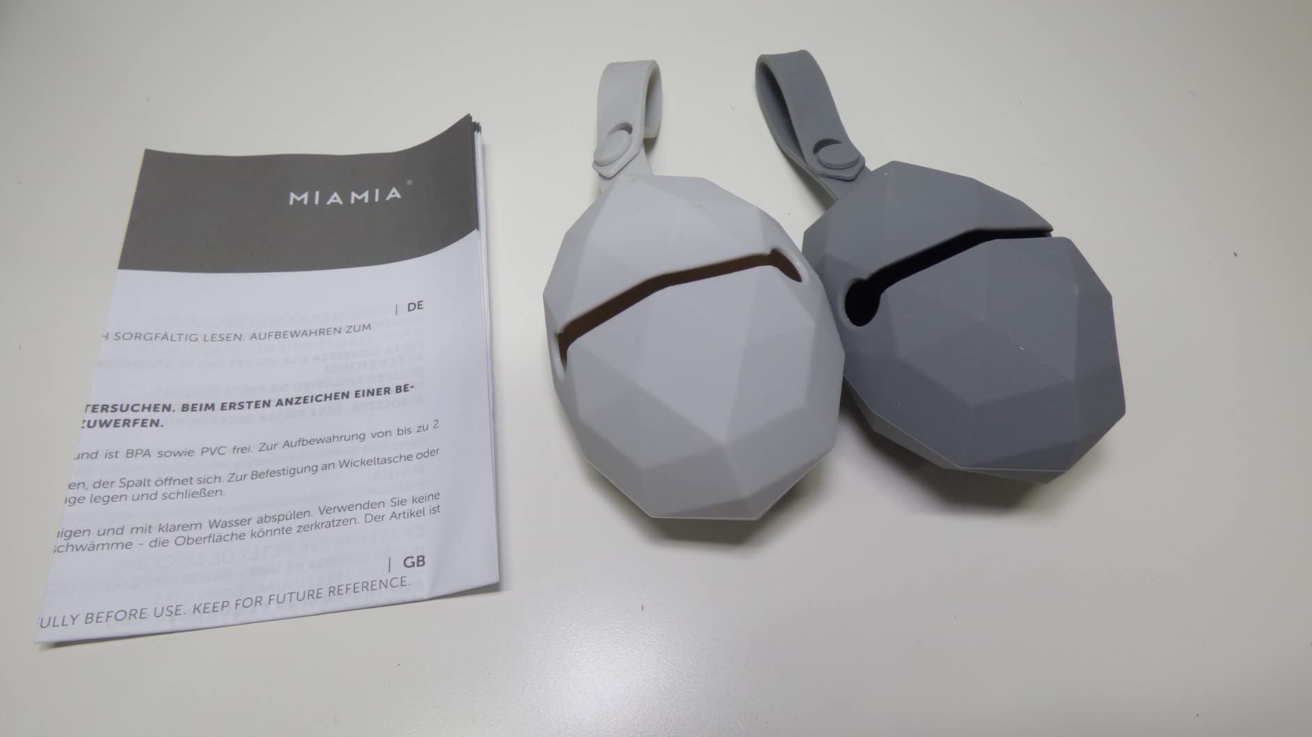 MiaMia Schnullerbox Set Silikon Grau 2er BPA-frei