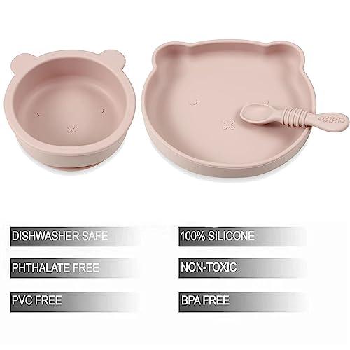 PandaEar Feeding Set Teller Schüssel Löffel Silikon Braun Saugnapf