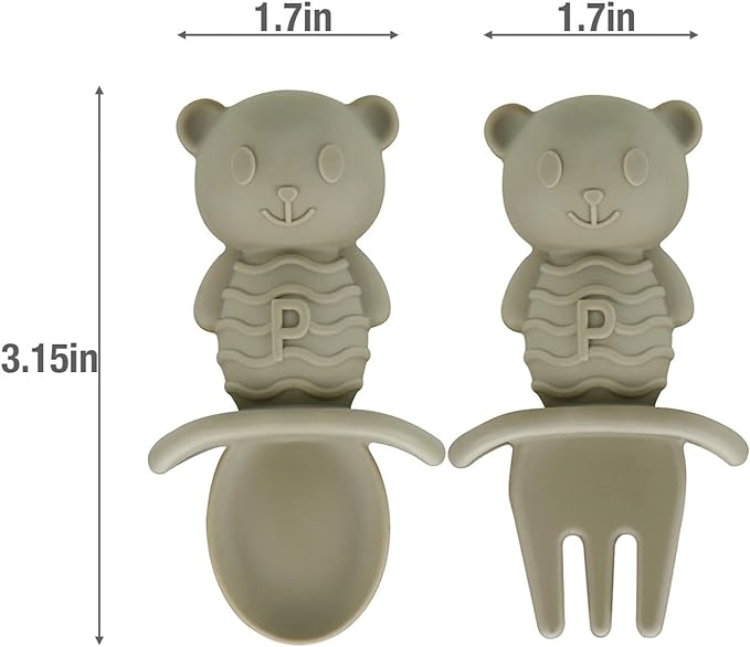 PandaEar Feeding Set Bär Babygeschirr Silikon saugfest 4-teilig