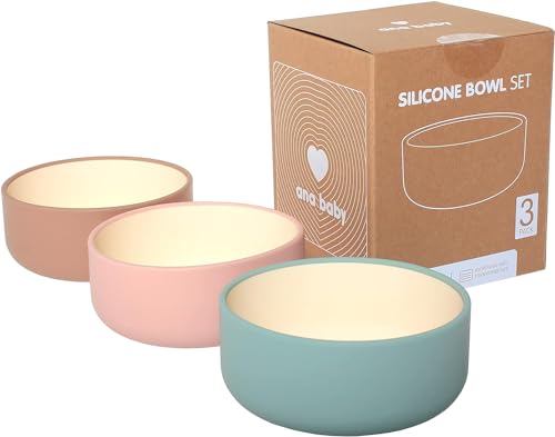 ana baby Weaning Silikonschüsseln Pastell 3er Set BPA-frei