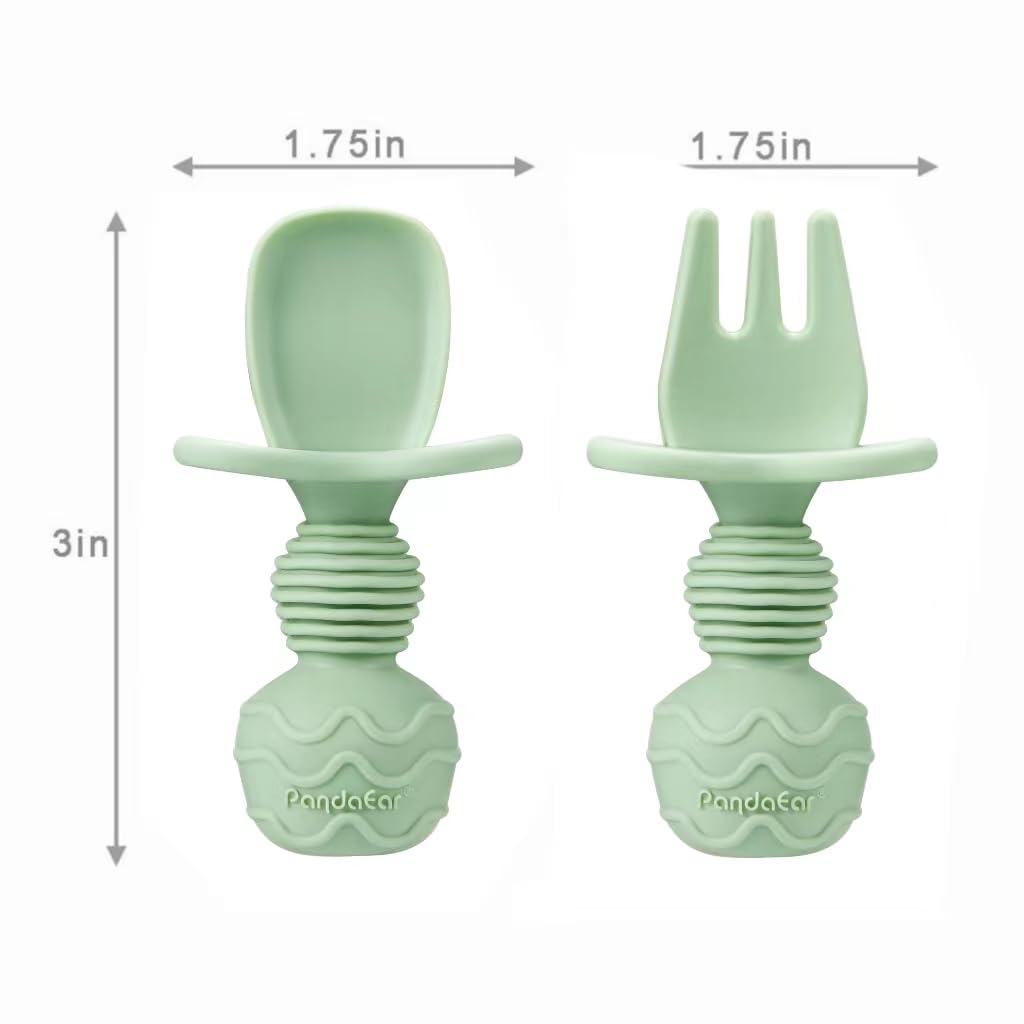PandaEar Feeding Set Silikon Blau Grün Saugteller Becher Besteck
